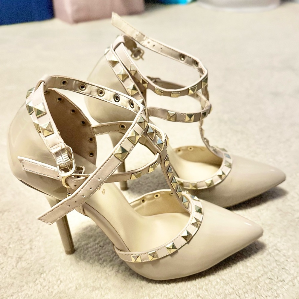 Patent Leather Studded Nude Heel